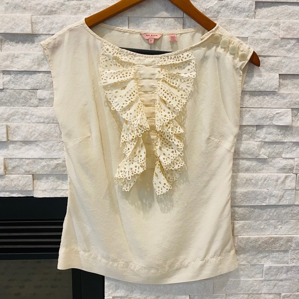 Ted Baker cream blouse size 1 - Picture 1 of 4
